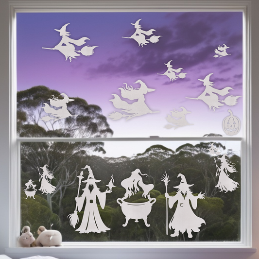 Halloween Magic -  Witches and Wizards -  Frosted Window Clings