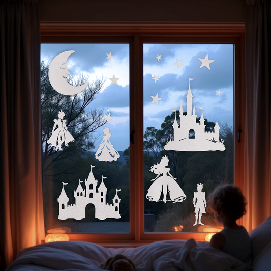 Magical and Mystical  - Royal Dreams – Prince & Princess  Frosted Window Cling - Left or Right Facing