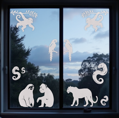 Wildlife Wonders - Rainforest Dwellers -  Frosted Window Clings