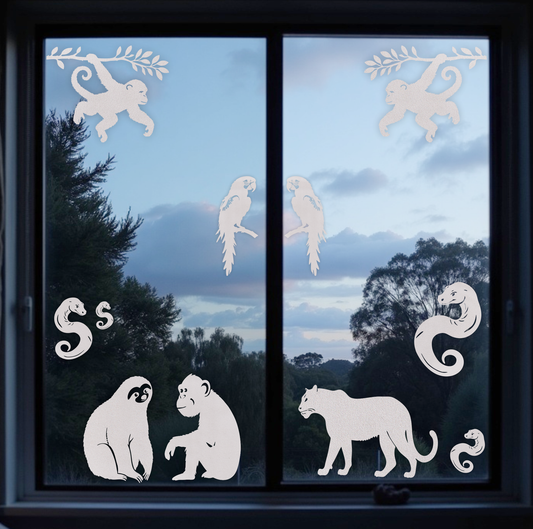 Wildlife Wonders - Rainforest Dwellers -  Frosted Window Clings