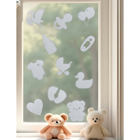 Baby Shower Party Favor – Frosted Window Cling Gift (Reusable & Water-Resistant)